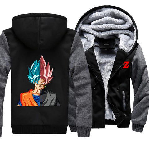 Image of Dragon Ball Z Super Saiyan Jackets - Blue Goku and Goku Rose Black Jacket