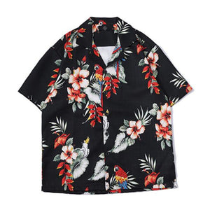 Unisex Short Sleeve Shirt 3D Flowers Printed  Loose Shirts Men Kimono Hawaiian Japanese Streetwear