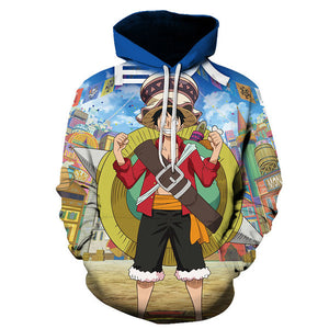 One Piece Anime Luffy Hoodie - Casual Hooded  Pullovers
