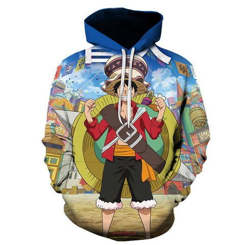 Image of One Piece Anime Luffy Hoodie - Casual Hooded  Pullovers