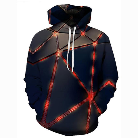 Image of 3D Printed Black Geometric Hoodie