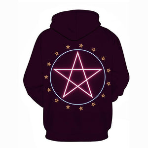 Geometric 3D Printed Star Hooded Pullover Hoodie