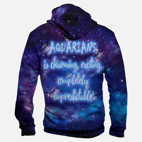 Image of Horoscope Aquarius Hoodies - Pullover Black Hoodie