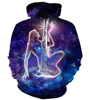 Horoscope Aquarius Hoodies - Pullover Black Hoodie