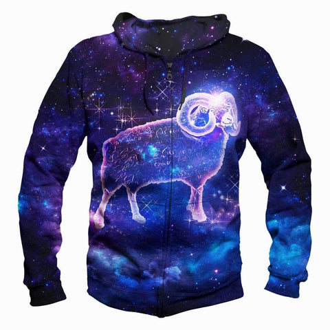 Image of Horoscope Aries Hoodies - Pullover Black Hoodie