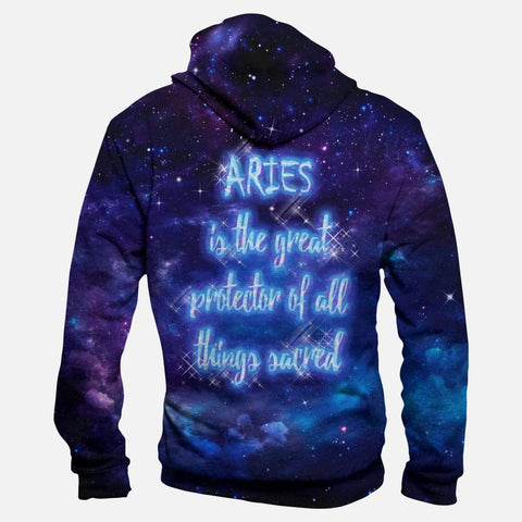 Image of Horoscope Aries Hoodies - Pullover Black Hoodie