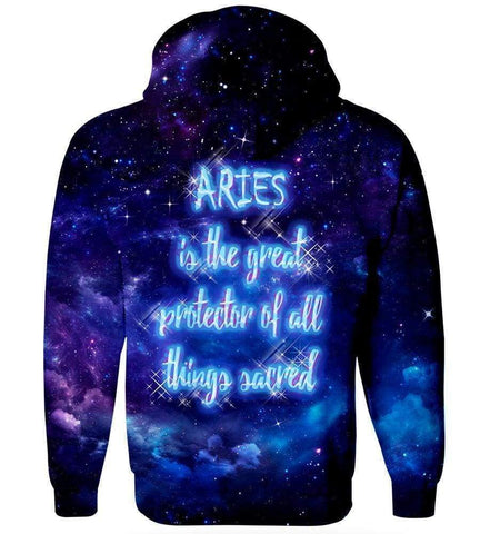 Image of Horoscope Aries Hoodies - Pullover Black Hoodie