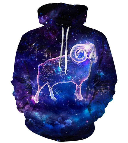 Image of Horoscope Aries Hoodies - Pullover Black Hoodie