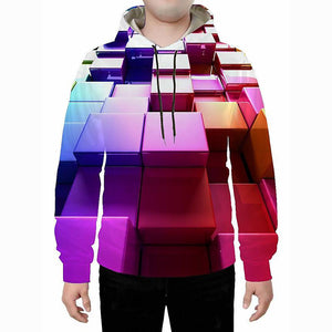 Men's Geometric 3D Print Hooded Casual Basic Rainbow Hoodie