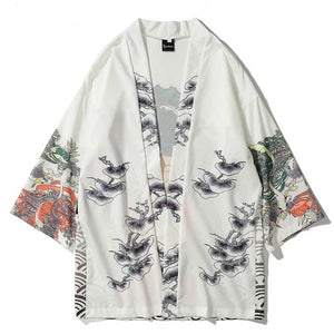 Men Japanese Ukiyo Printed Kimono Cardigan Jackets