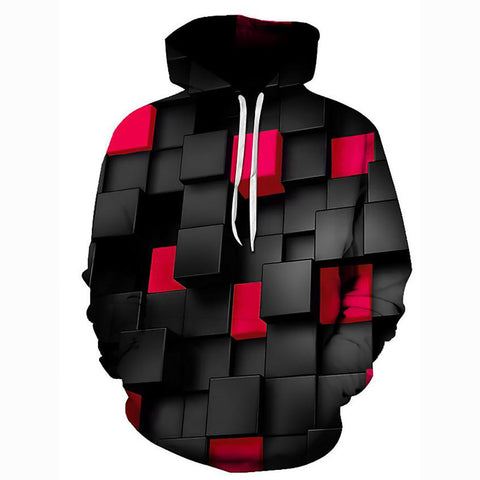 Image of 3D Printed Color Block Hoodie - Hooded Basic Pullover