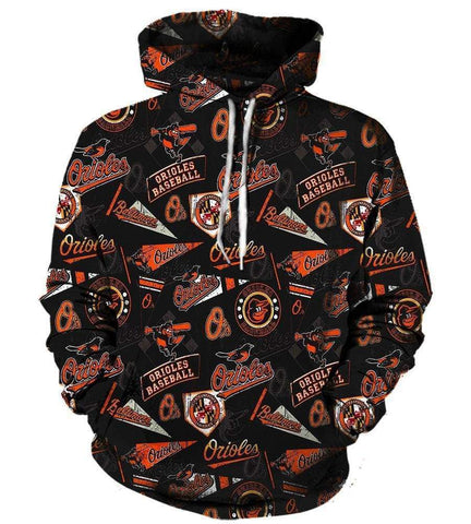 Image of Baltimore Orioles Hoodies - Pullover Black Hoodie