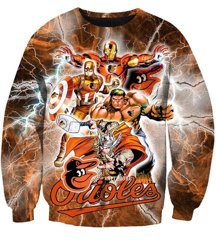 Image of The Avengers Baltimore Orioles Hoodies - Pullover Yellow Hoodie