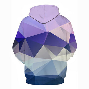 Men's Geometric 3D Printed Hooded Basic Purple Pullover Hoodie