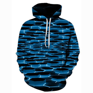 Men's Geometric 3D Printed Hoodie - Hooded Casual Pullover