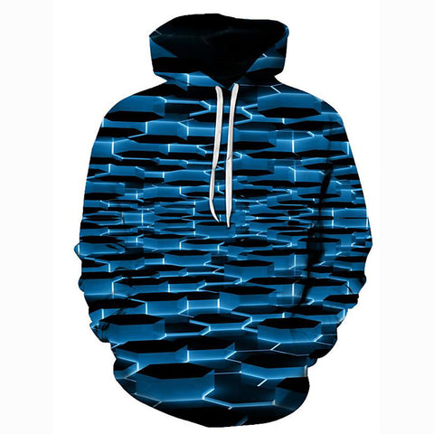 Image of Men's Geometric 3D Printed Hoodie - Hooded Casual Pullover