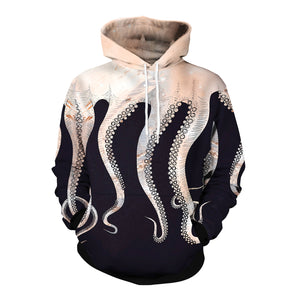 Big Octopus Feet Digital Print Gray 3D Hoodie
