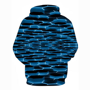 Men's Geometric 3D Printed Hoodie - Hooded Casual Pullover