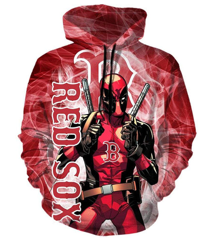 Image of Deadpool Boston Red Sox - Pullover Red Hoodie