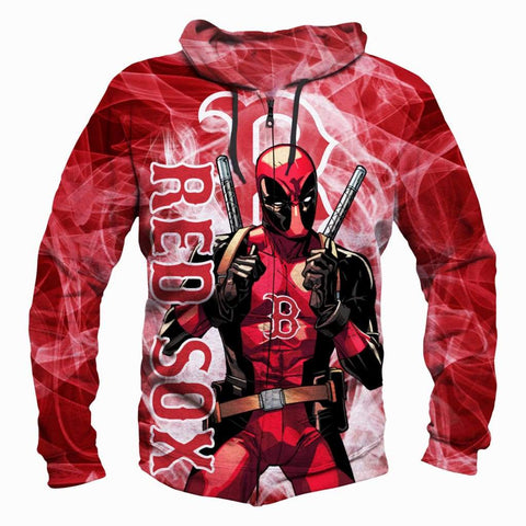 Image of Deadpool Boston Red Sox - Pullover Red Hoodie