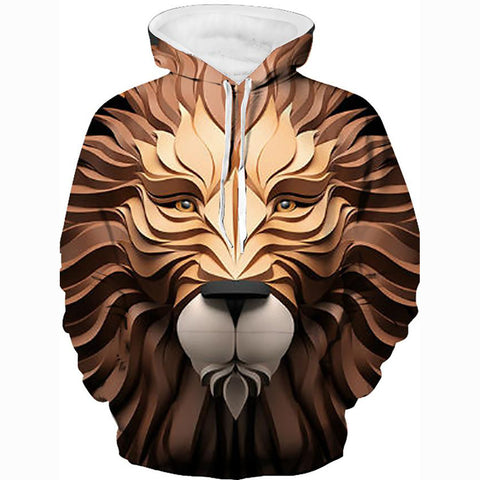 Image of 3D Printed Punk & Gothic Hoodie - Exaggerated Wild Animals Pullover