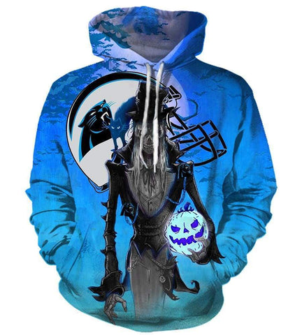 Image of Trick or Treat Carolina Panthers Hoodies - Pullover Blue Hoodie