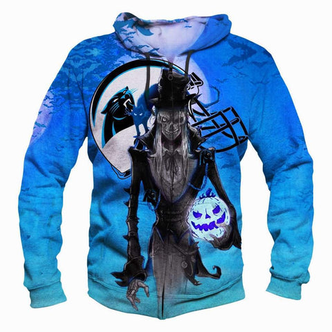 Image of Trick or Treat Carolina Panthers Hoodies - Pullover Blue Hoodie