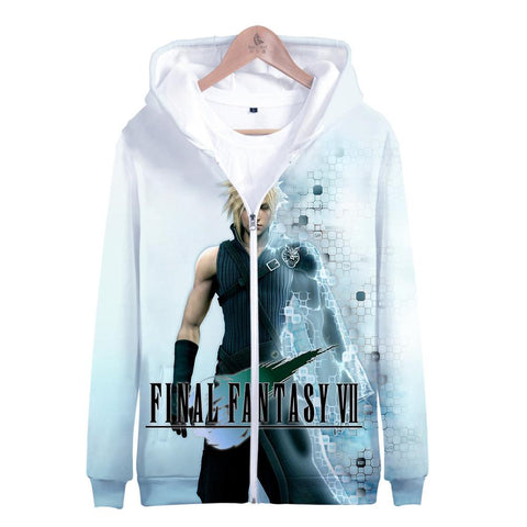 Image of Anime Final Fantasy VII 3D Hoodie Zipper Pullover Hooded Sweatshirt