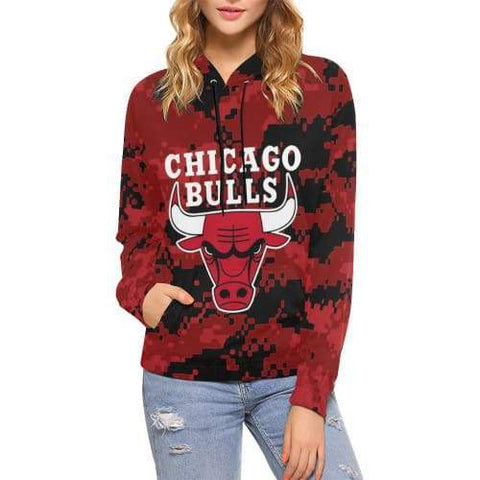 Image of Basketball Chicago Hoodies - Pullover Sport Basketball Red 3D Hoodie