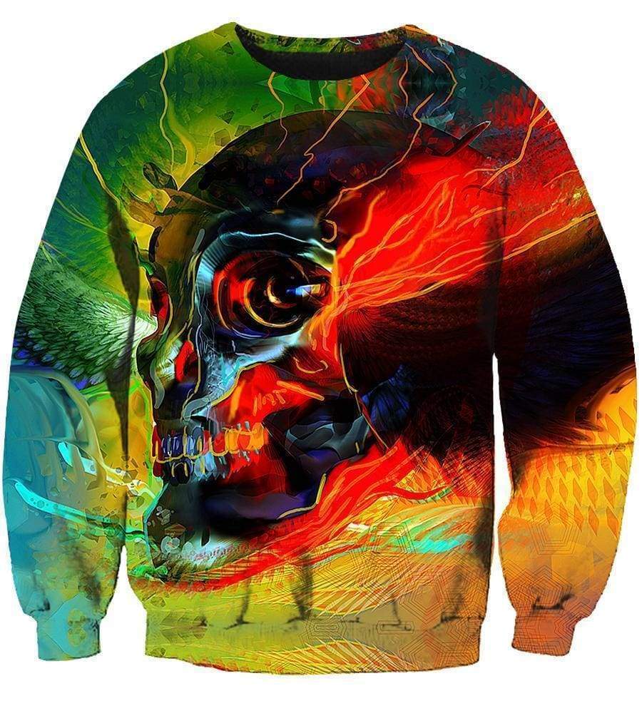 Funny Color Skull Hoodies - Pullover Colorful Hoodie
