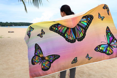 Image of Crystal Butterflies Hooded Blanket - Multicolored Butterfly Blanket