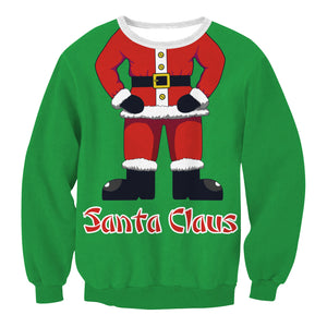 Christmas Sweatshirts -Santa Claus Cosplay Green 3D Sweatshirt