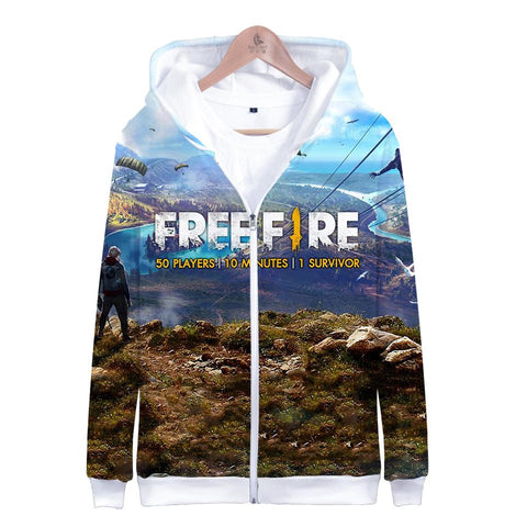Image of Game Free Fire 3D Zipper Hoodie - Funny Long Sleeve Sweatshirt