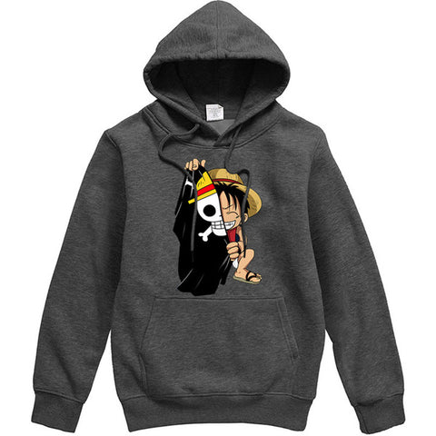 Image of One Piece Luffy Hoodies - Men Casual Fleece Pullover