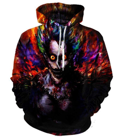 Image of Death Note Hoodie - Pullover  Death Fear Face Black Hoodie