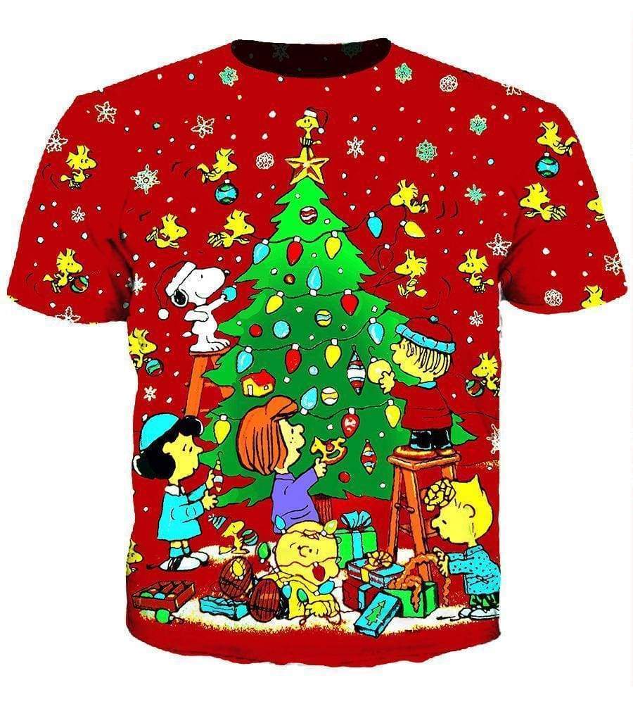 Christmas Decorating Hoodies - Pullover Red Snoopy Peanuts Hoodie