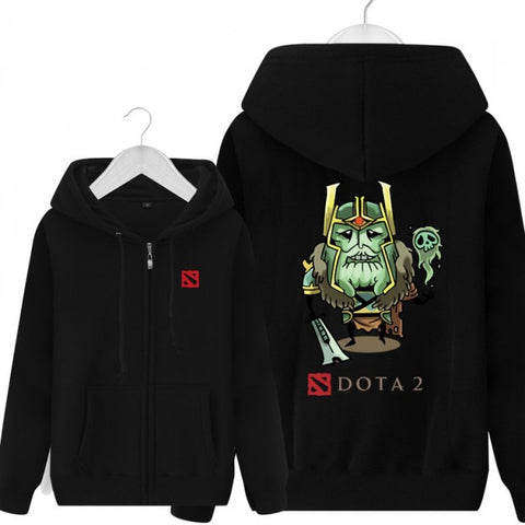 Image of DOTA 2 Wraith King Design Hoodies - Zip Up Black Hoodie
