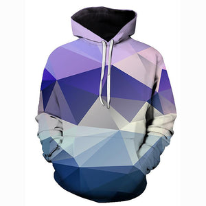 Men's Geometric 3D Printed Hooded Basic Purple Pullover Hoodie