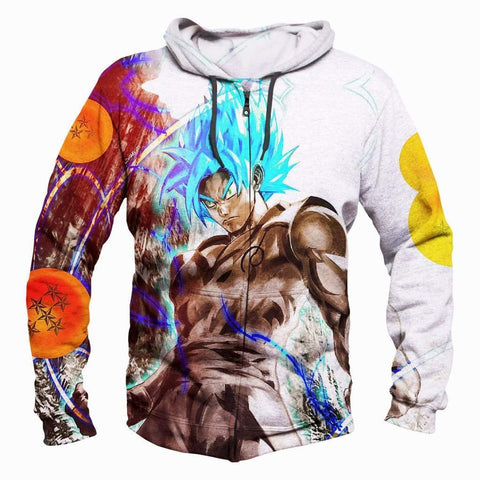 Image of Dragon Ball Z Goku Hoodies - Blue Hair Goku Hoodie