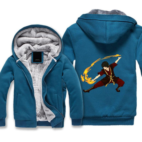 Image of Avatar the Last Airbender Fire Bender Zuko Jacket -  Zip Up Soft Fleece Jackets