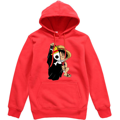 Image of One Piece Luffy Hoodies - Men Casual Fleece Pullover