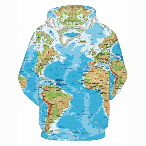 Image of 3D Printed Map Geometric Hoodie - Hooded Active Pullover