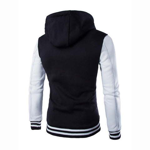 Image of Color Block Hoodie - Hooded Botton Active Bomber Jacket