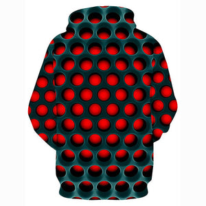 3D Geometric Color Block Printed Hooded Basic Pullover - Casual Hoodie