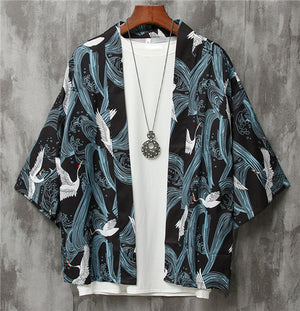 Men Cool Harajuku Kimono Japan Style Summer Shirt