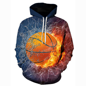 Men's Geometric 3D Printed Basketball Hoodie - Hooded Pullover Party