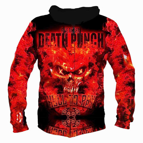 Image of Five Finger Death Punch Hoodies - Five Finger Death Punch Zip Up 3D Hoodie
