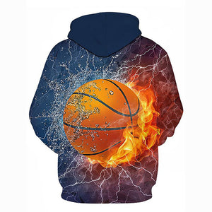 Men's Geometric 3D Printed Basketball Hoodie - Hooded Pullover Party