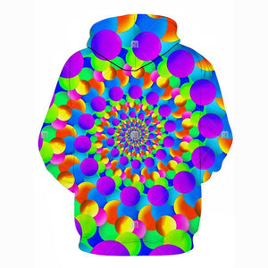 Men's Geometric 3D Printed Hooded Casual Pullover Rainbow Hoodie