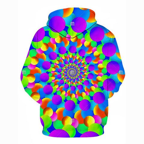 Image of Men's Geometric 3D Printed Hooded Casual Pullover Rainbow Hoodie